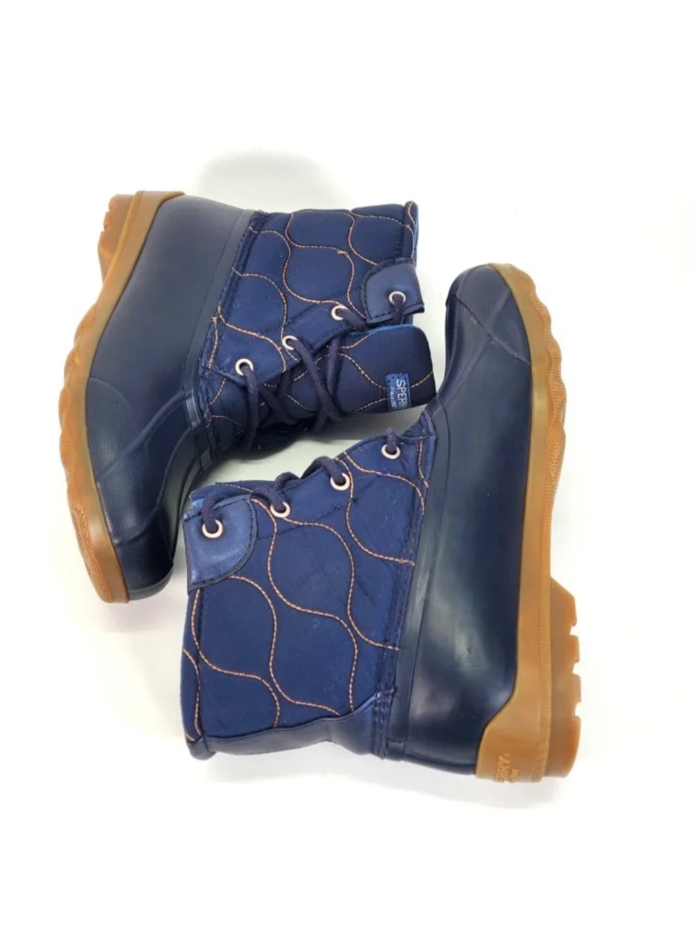 Sperry Girl's Blue Fabric/ Rubber Port Duck Waterproof Boots Size 5M 1346